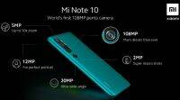 小米Mi Note 10将于11月6日推出，将配备108MP摄像头，5260毫安时电池
