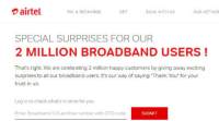 Airtel以 “免费数据收益” 庆祝200万宽带客户
