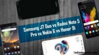 三星J7 Duo vs Redmi Note 5 Pro vs诺基亚6 vs荣誉9i: 规格比较